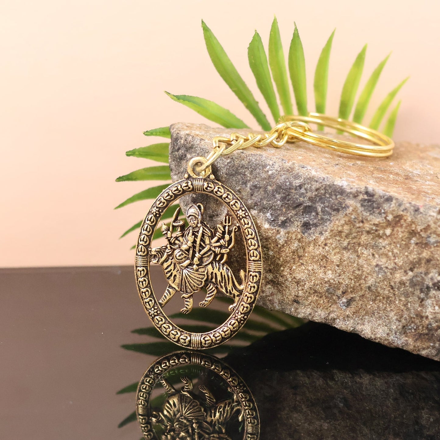 Premium Golden Metal Durga Maa Keychain (1 Pc) The Morsignaturekarts