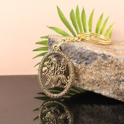 Premium Golden Metal Durga Maa Keychain (1 Pc) The Morsignaturekarts
