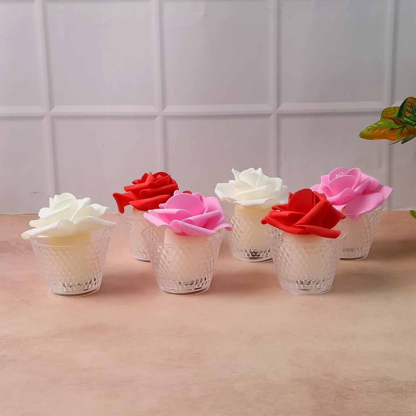 LED Rose Flower Decorative Flameless Tealight Candles - (6 Pc / Set) signaturekarts