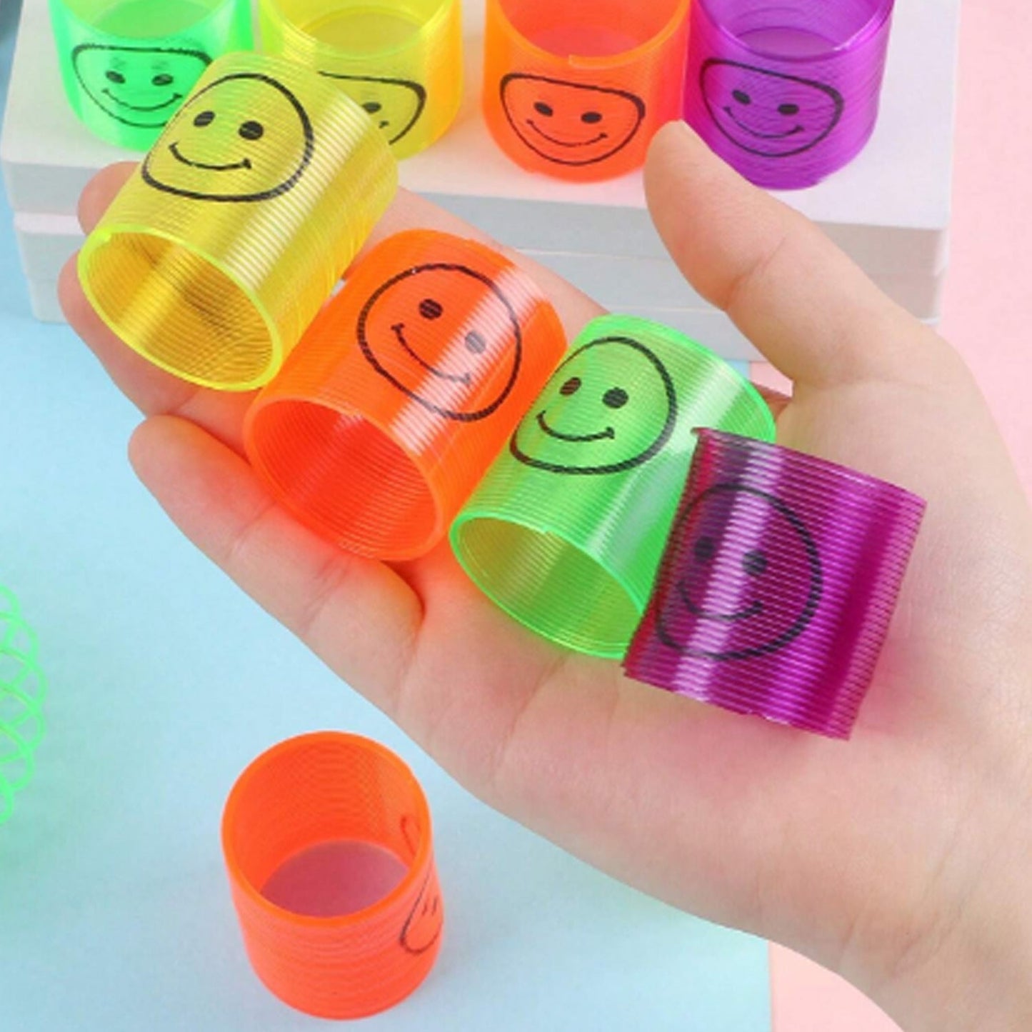 Multicolor Magic Smiley Spring, Spring Toys, Slinky spring toy(12 Pcs Set) signaturekarts