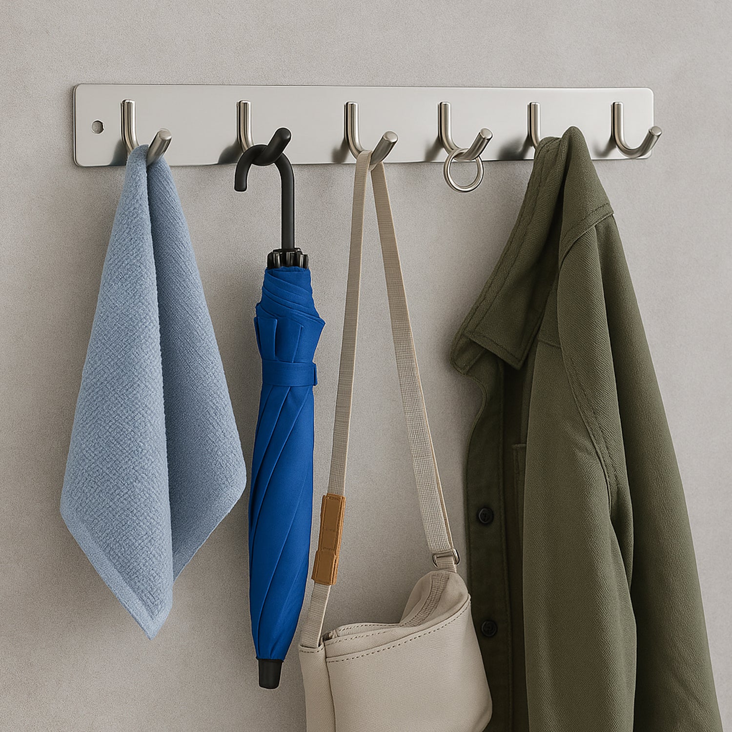 Stainless Steel Wall Mounted Coat 6 Hook Rack (32x3 / 1Pc) Signature kart