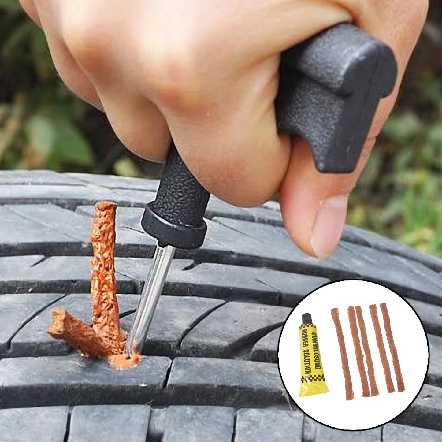 Portable Tire Repair Kit Tyre Repairing Tool Set with Box (13 Pcs Set) Signaturekarts