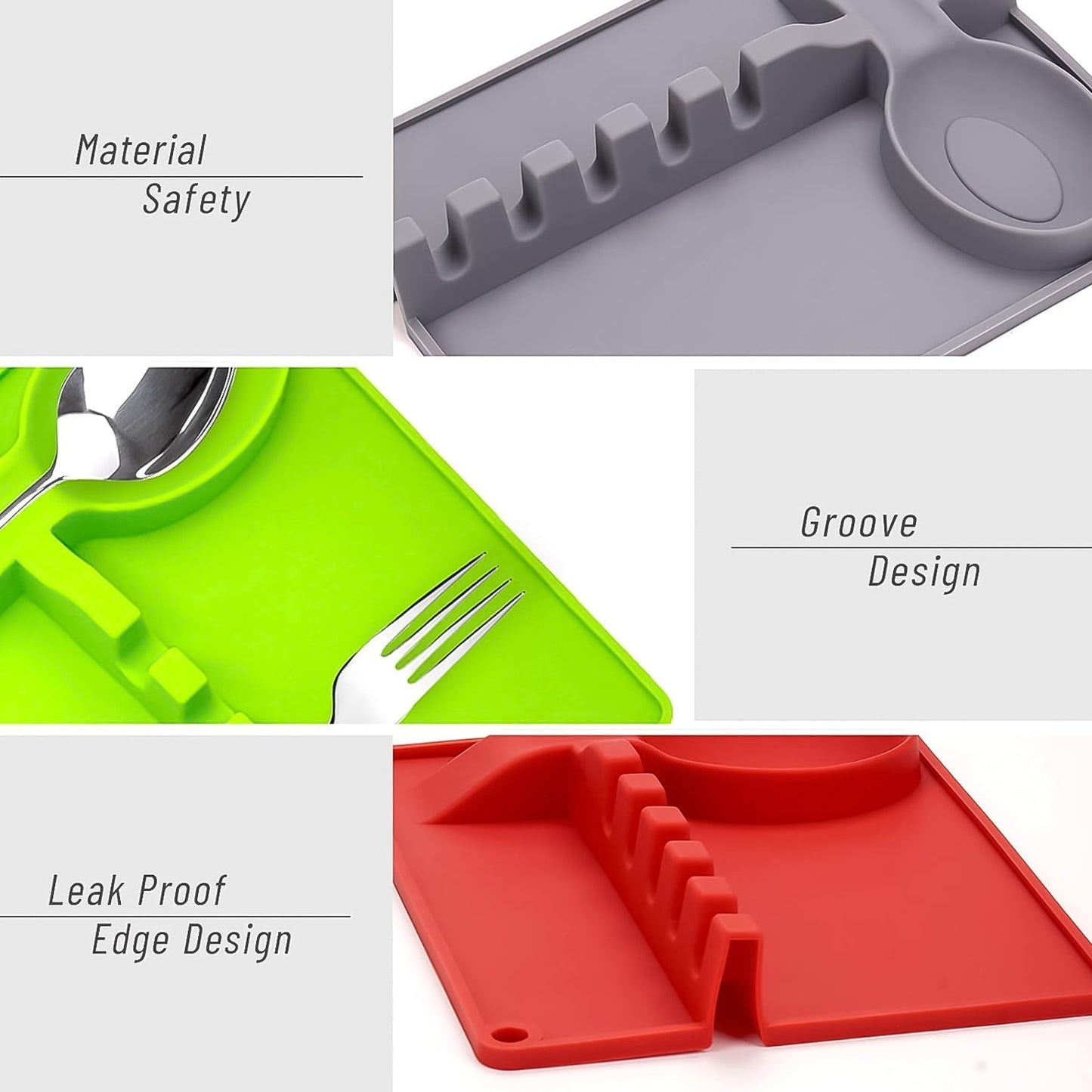 4-Slots Silicone Multifunctional Spoon Holders Fork Spatula Rack (1 Pc) Signaturekarts