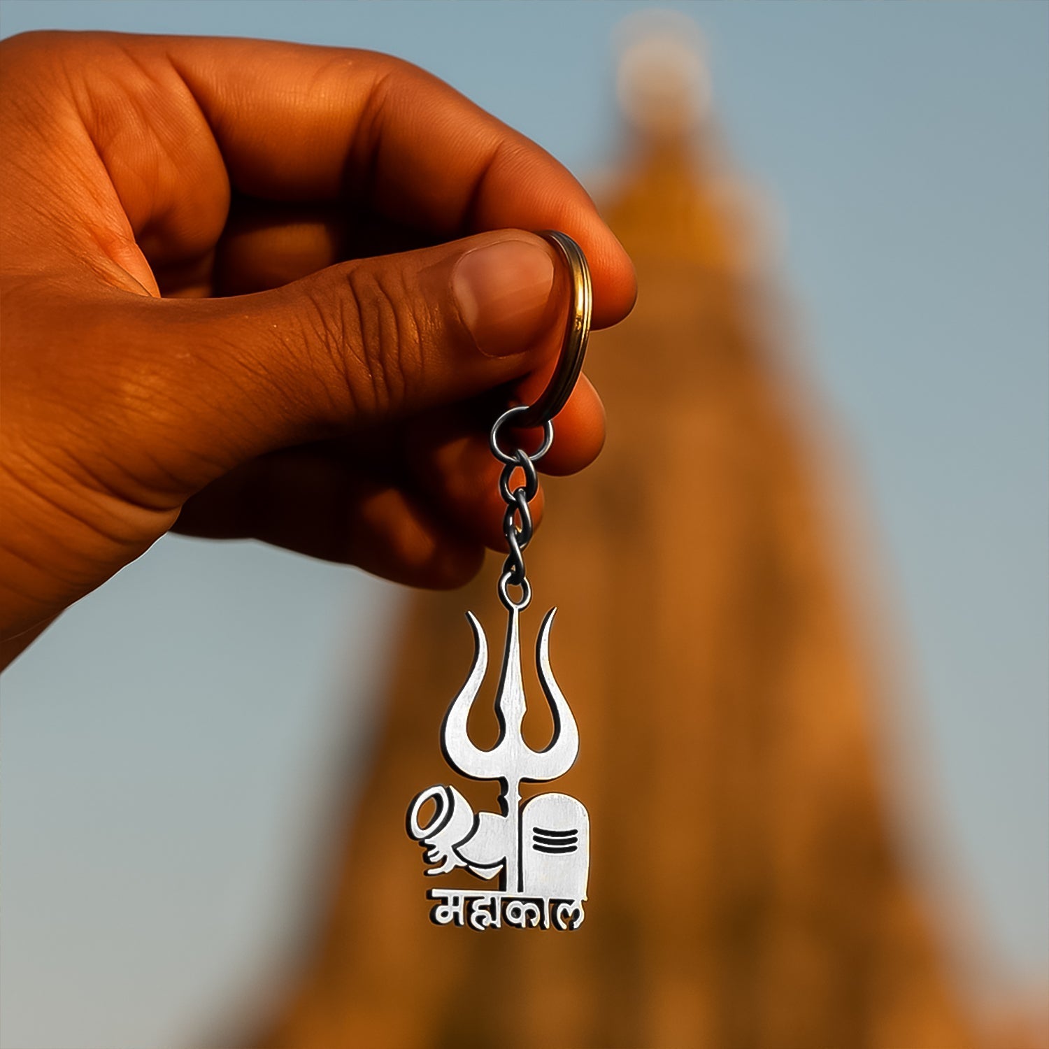 Mahakal Trishul & Shivling Design Metal Keychain - (1 Pc) signaturekarts