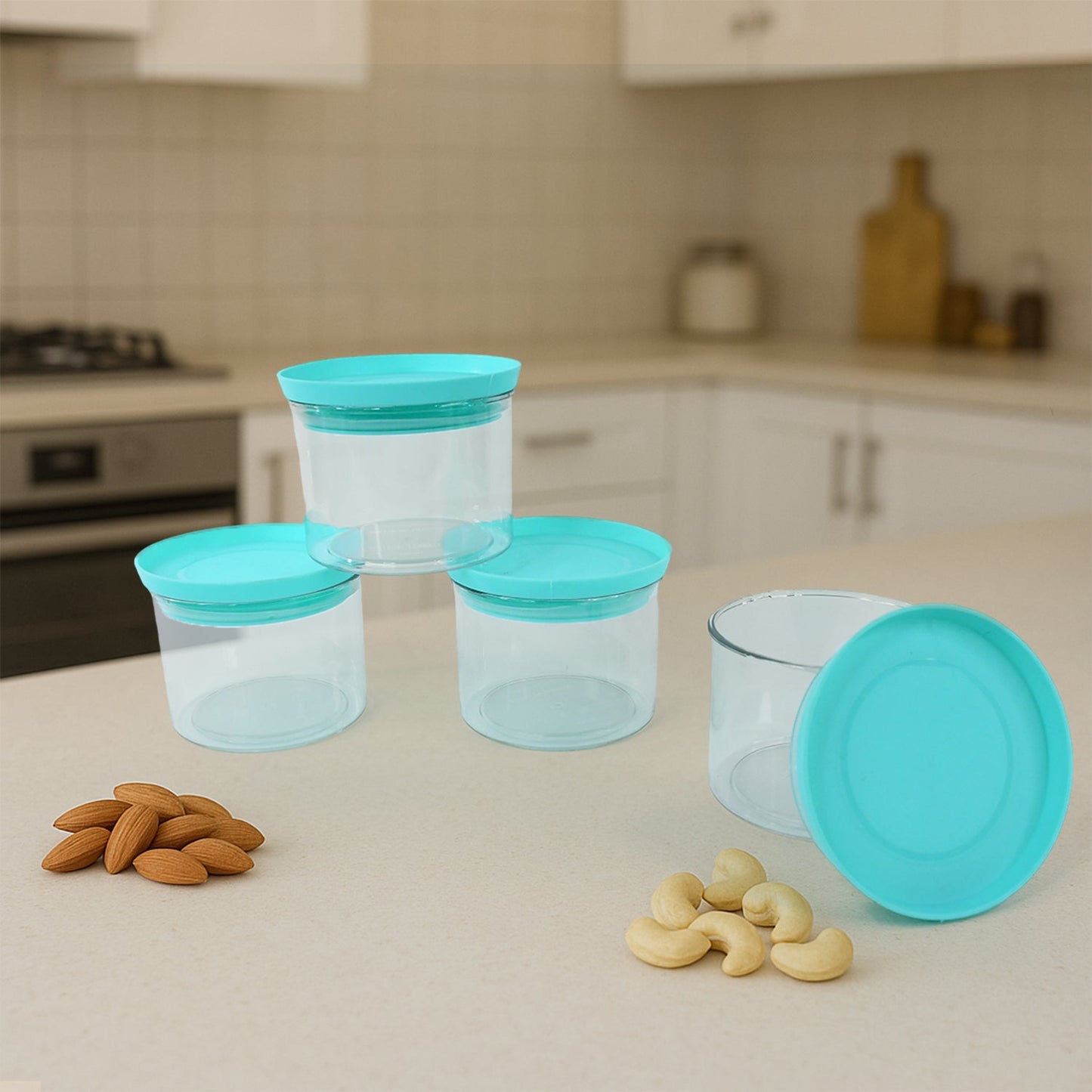 Airtight Container Jar 4 Pc Set with Tray for Kitchen signaturekarts