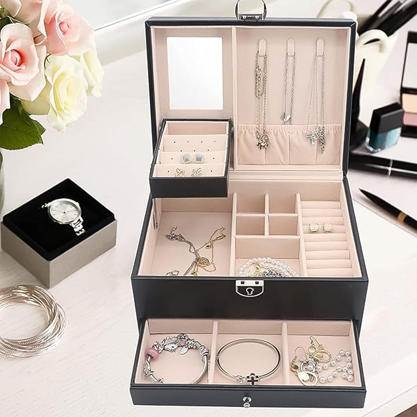 Multi-Layer Jewellery Organizer Box - (1 Pc) signaturekarts