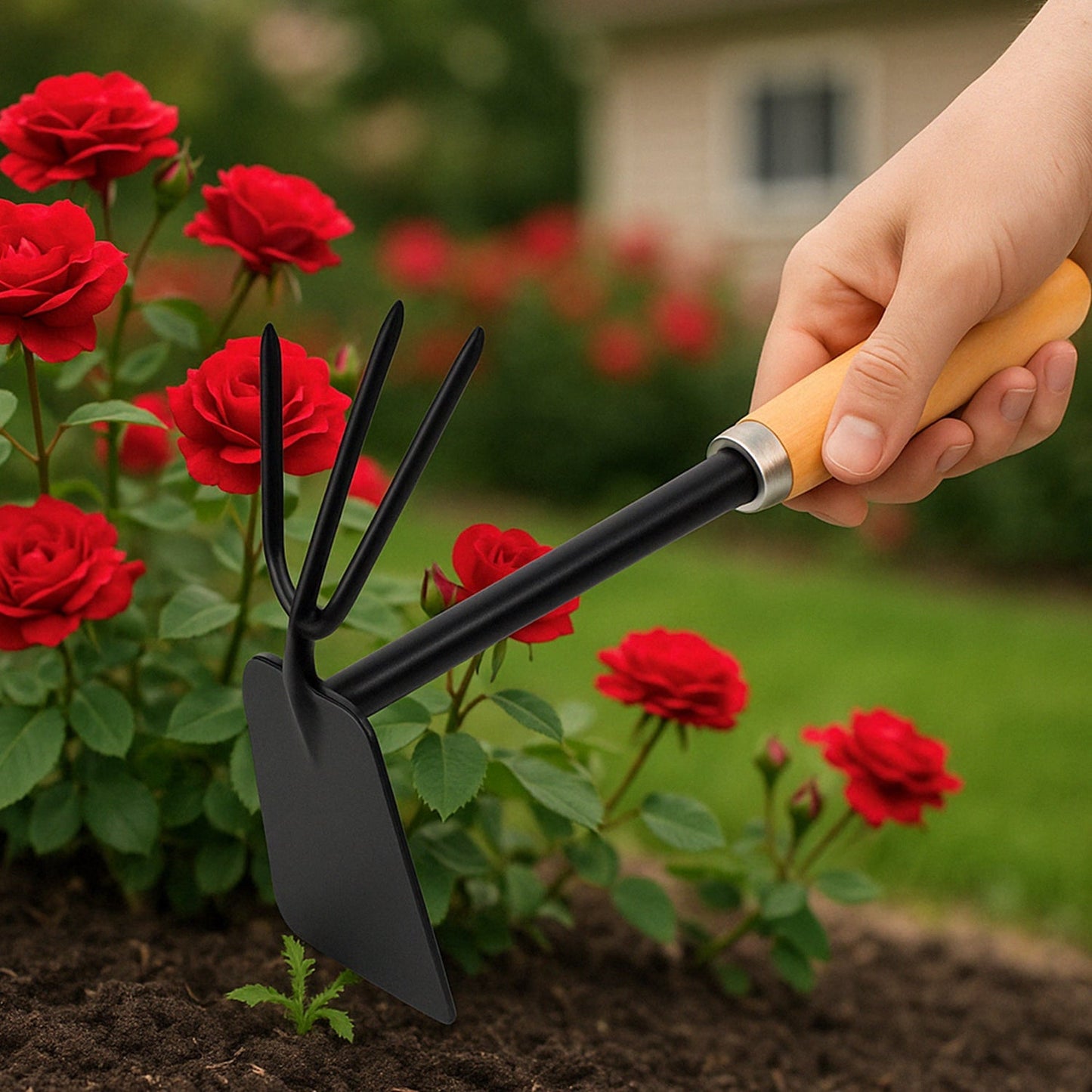 2 in 1 Double Hoe Gardening Tool with Wooden Handle Signature Kart