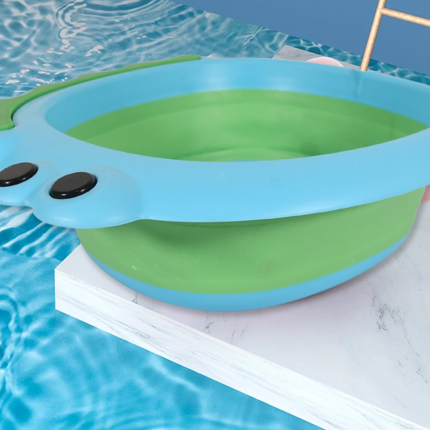 Frog Shape Foldable Baby Wash Basin – Space-Saving Face Washing Tub (33×31cm) signaturekarts