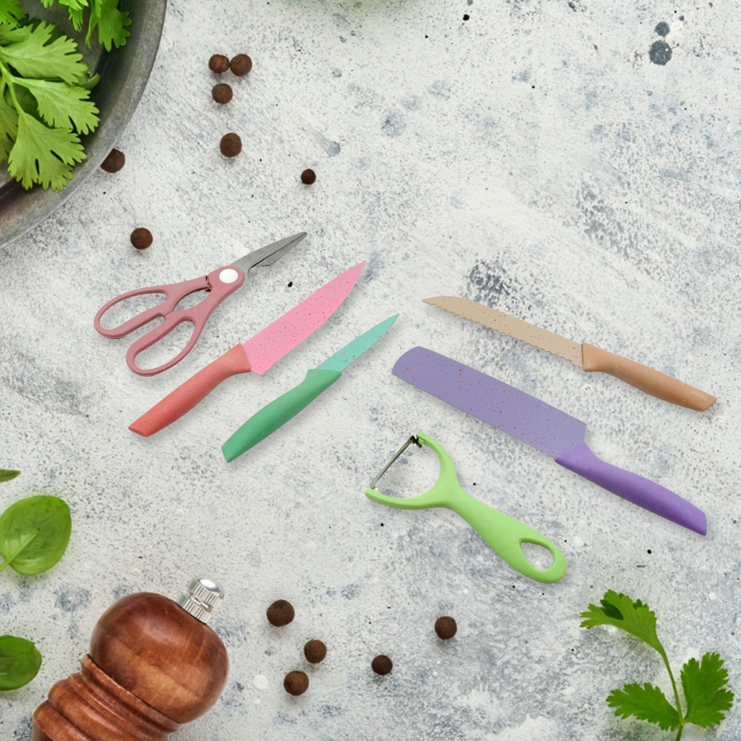 Corrugated 6 Pc Kitchen Knife Set – Professional Knives with Storage Box signaturekarts