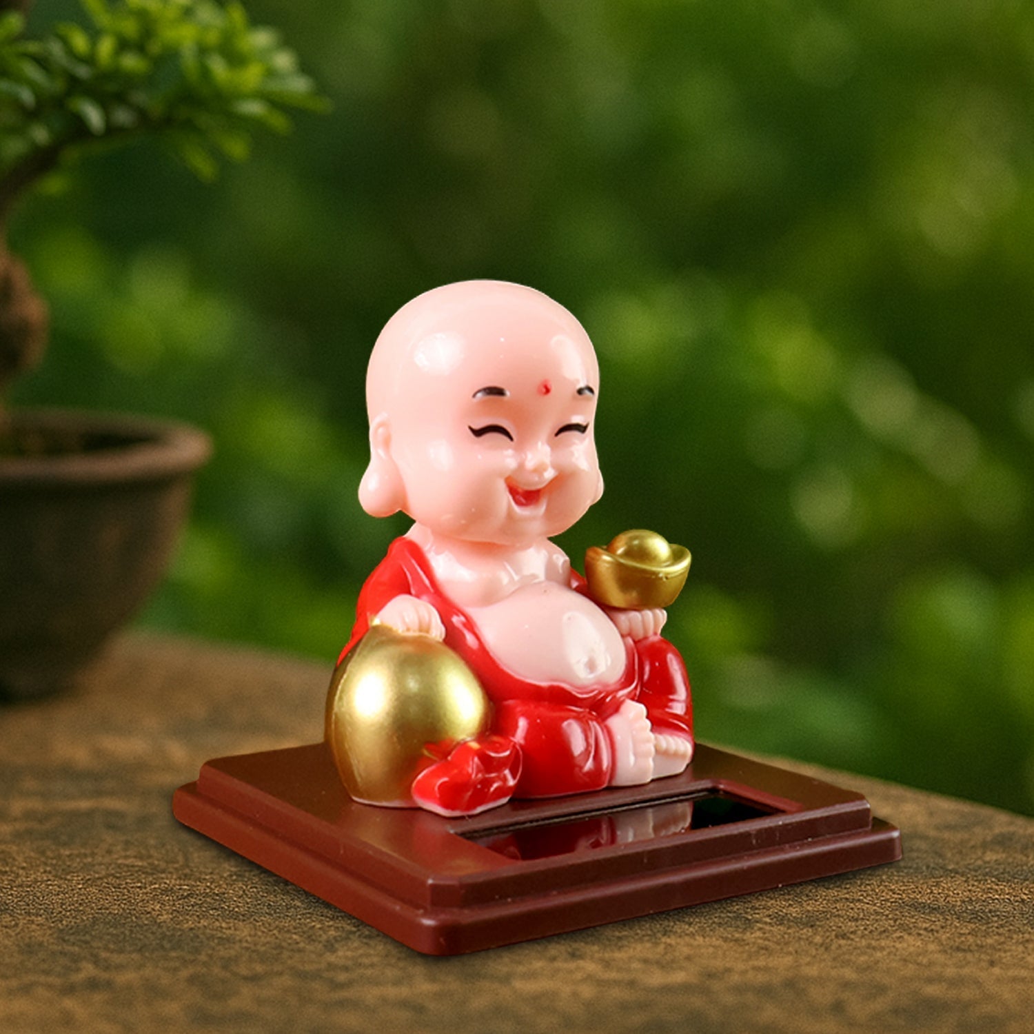 Solar Power Moving Head Buddha Statue Car Ornament (1 Pc / Mix Color) Signaturekarts