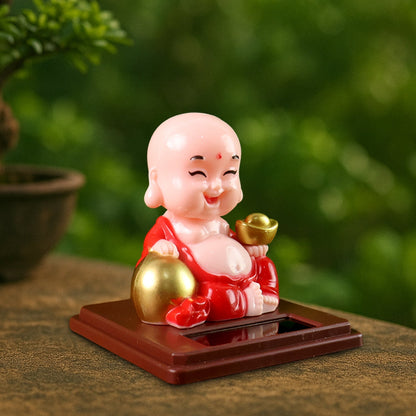 Solar Power Moving Head Buddha Statue Car Ornament (1 Pc / Mix Color) Signaturekarts