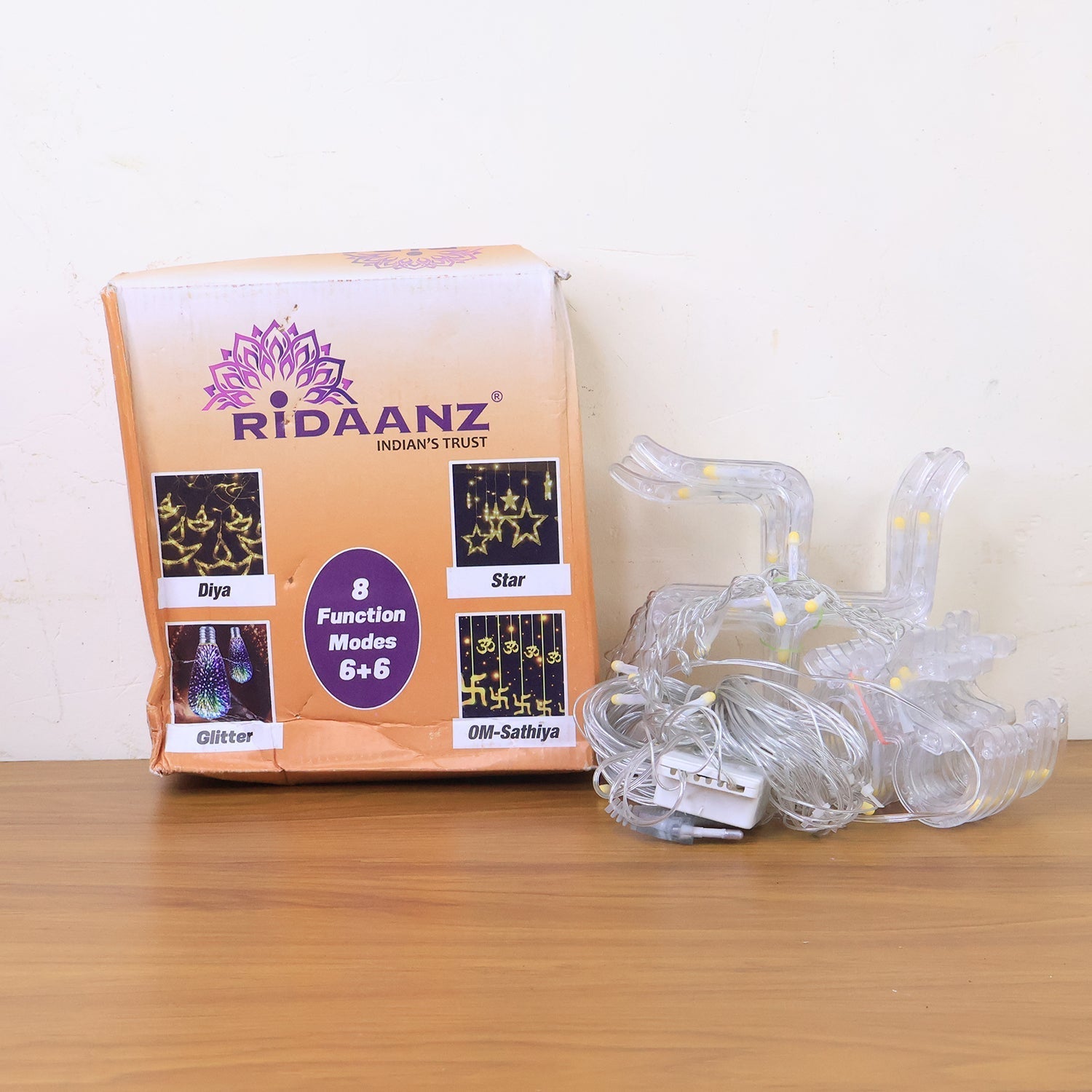 Swastik Om Curtain Decorative LED String Lights with 12 Props for Diwali & Home signaturekarts