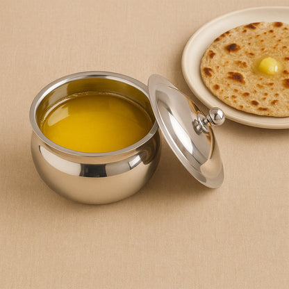 Premium Stainless Steel Ghee Pot (1 Set) Signature Kart