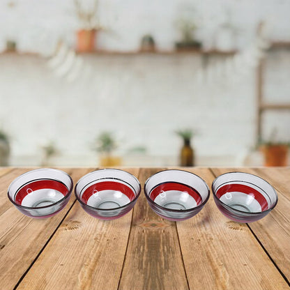 Set Of Ceramic Cup 4pc And Glass Bowl 4pc With Plastic Plate (9 Pcs Set) Signature kart