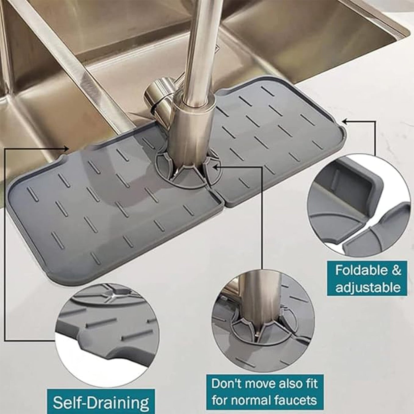 Silicone Sink Faucet Pad / Mat (1 Pc / 33x12 Cm) Signaturekarts