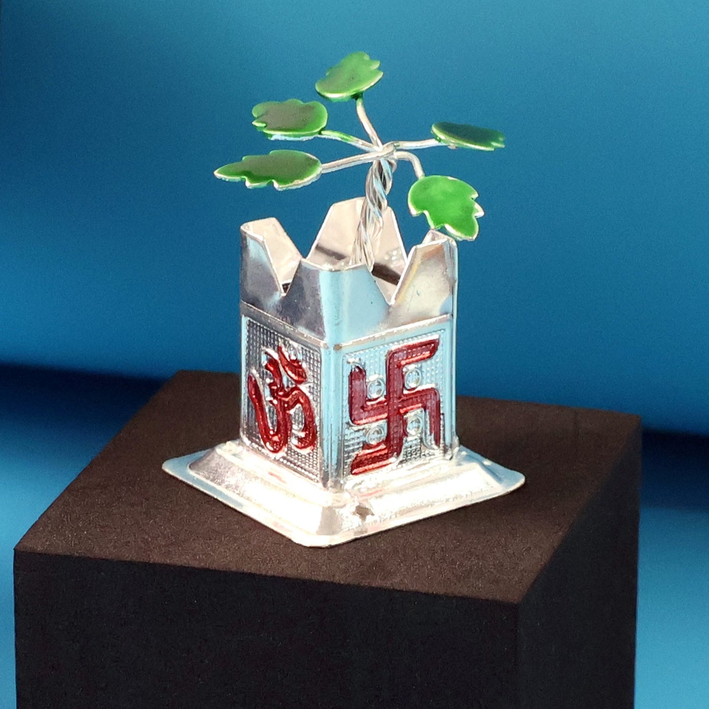 Tulsi Plant Miniature Idol with Mandir Kalash Base - (1 Pc) signaturekarts