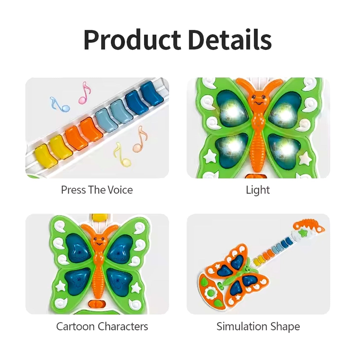 Butterfly Guitar Toy with Light and Music Toy (1 Pc / Battery not included) Signaturekarts