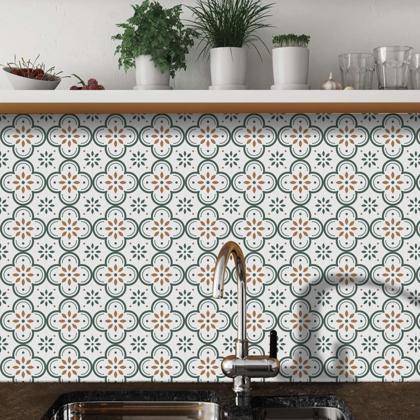 Peel & Stick 8×8 Inch Floor Tiles for Kitchen & Bathroom (10 Pc Set) signaturekarts