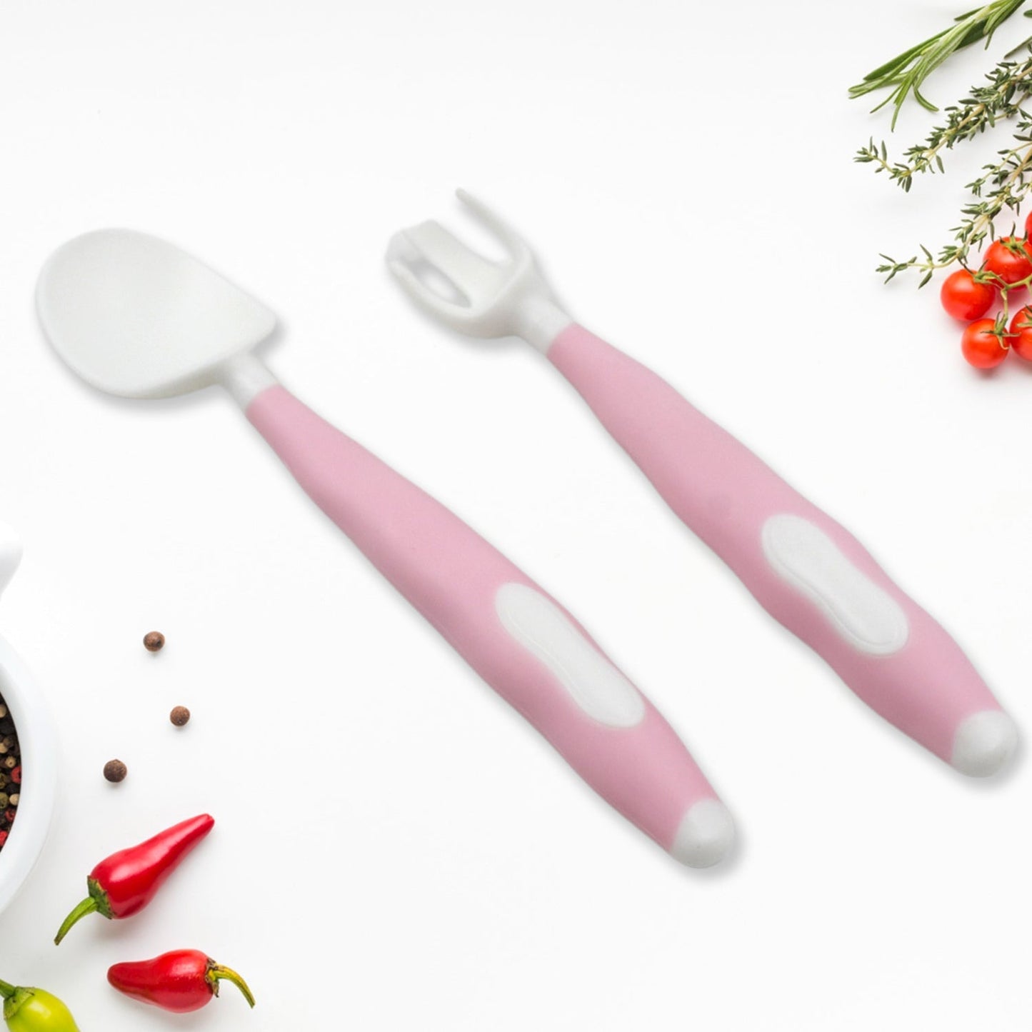 Silicone Bendable Kids Spoon & Fork Set – Toddler Self-Feeding Utensils (2 Pc Set) signaturekarts