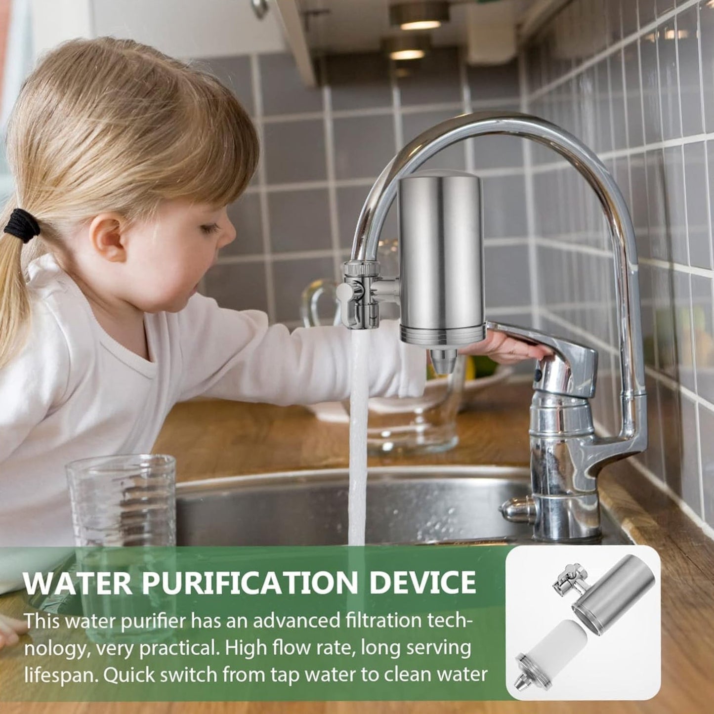 304 Stainless Steel Faucet Mount Water Filter, Water Purifier (1 Set) Signaturekarts