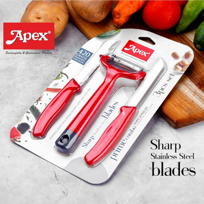 Apex 3-Piece Stainless Steel Kitchen Knife and Peeler Set Signature Kart