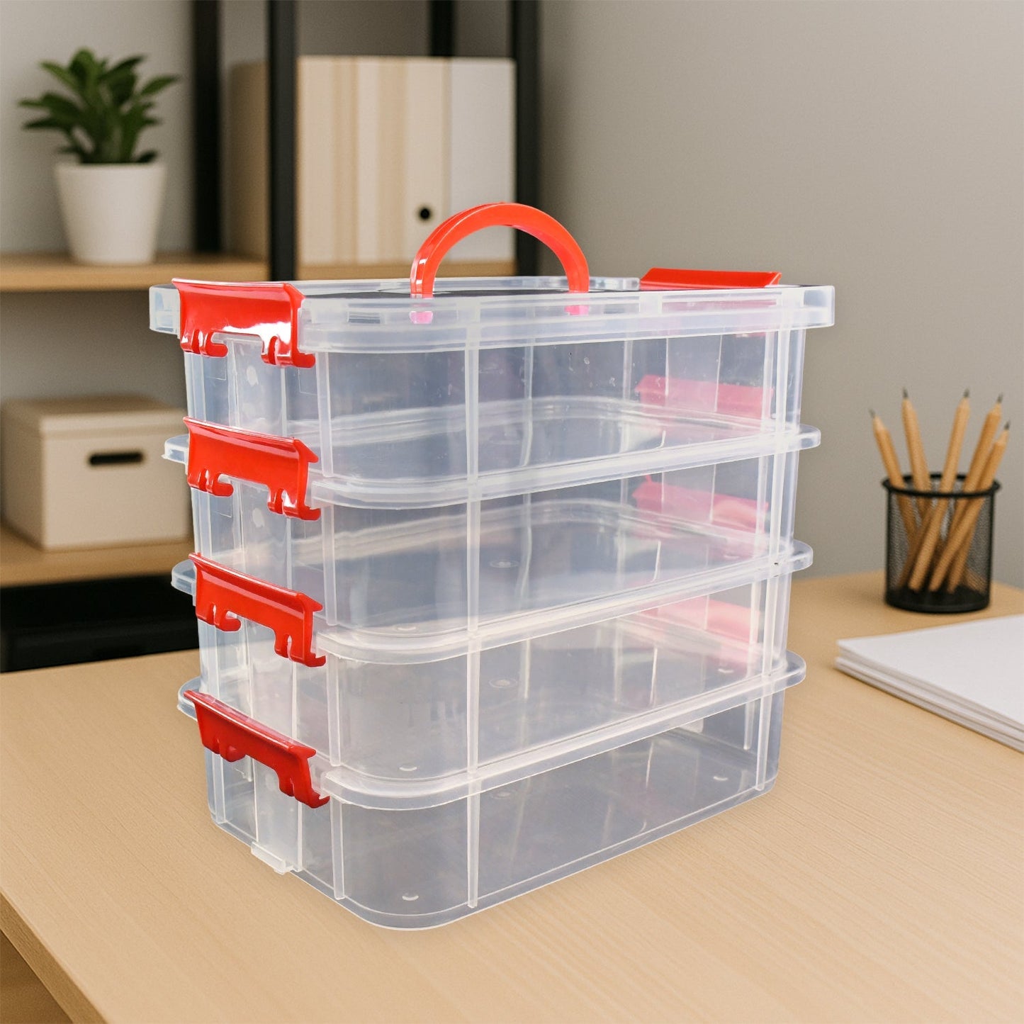 4-Layer Transparent Multipurpose Plastic Storage Box Signature kart