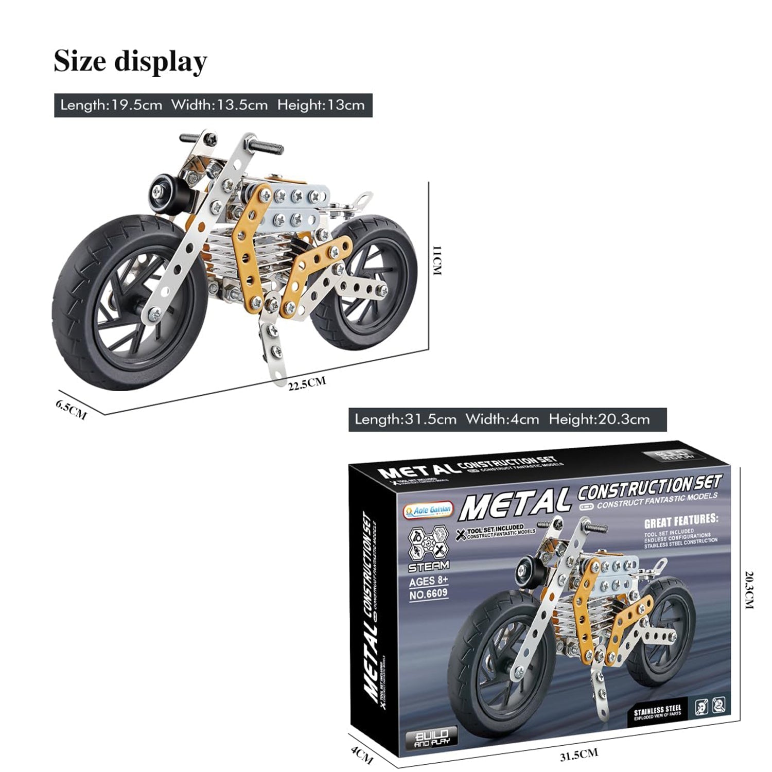 Metal DIY Bike Building Blocks for Kids (bike 162 pc of Bike Tool / 1 Set】 Signaturekarts