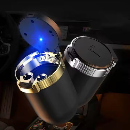 Portable Car Ashtray with Lid and Blue LED Light (1 Pc) Signaturekarts