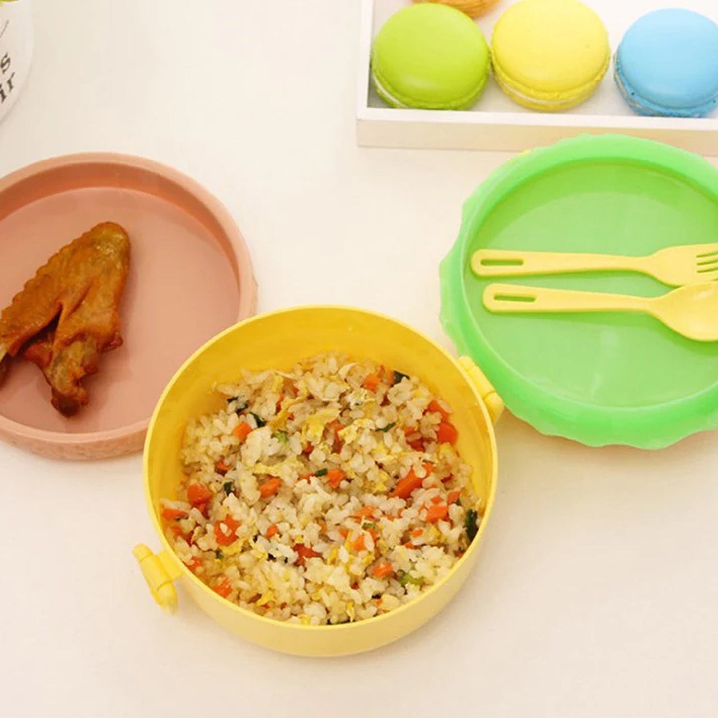 Burger Shape Lunch Box – Double Layer 1000ml Food Container with 2 Spoons for Kids signaturekarts