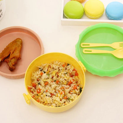 Burger Shape Lunch Box – Double Layer 1000ml Food Container with 2 Spoons for Kids signaturekarts