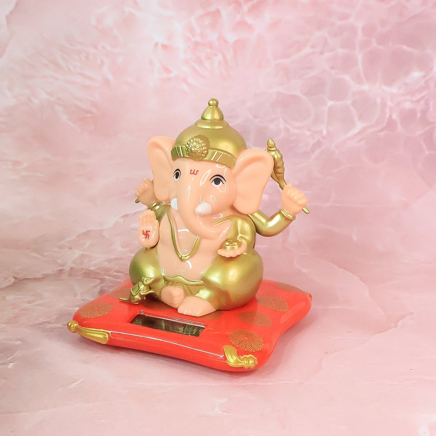 Decorative Medium Lord Ganesh Idol Decorative Statue with Solar-Powered Base (1 Pc) signaturekarts