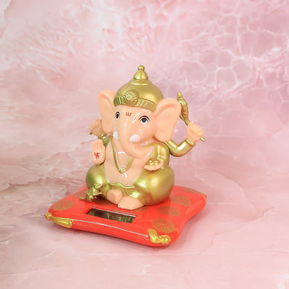 Decorative Medium Lord Ganesh Idol Decorative Statue with Solar-Powered Base (1 Pc) signaturekarts
