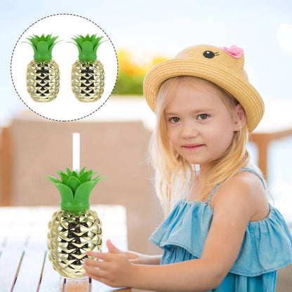 Plastic Pineapple Cups with Straw (1 Pc) - Party Favors, Hawaiian, Beach signaturekarts
