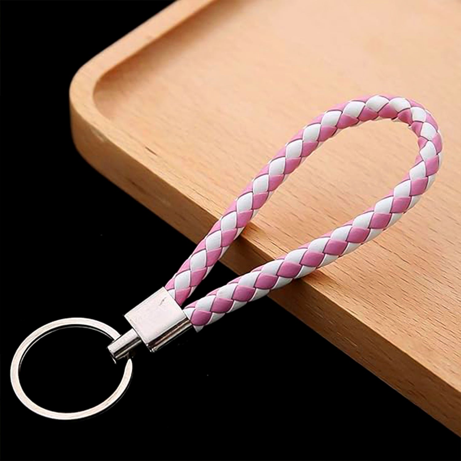 Leather Style Keychain with Metal Ring - (1 Pc) signaturekarts