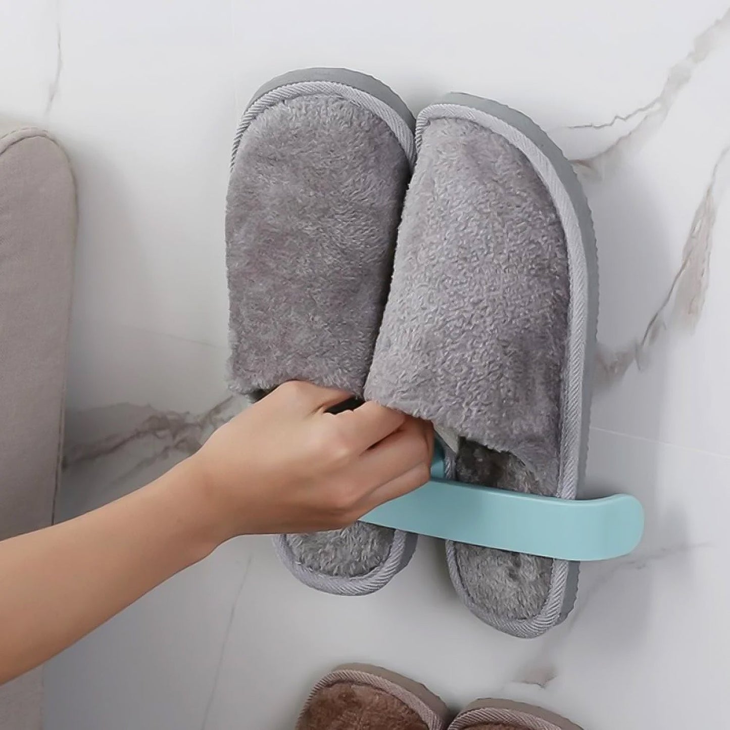 Bathroom Towel Slipper Hanging Rack Self Adhesive Wall Mounted (1 Pc) Signaturekarts