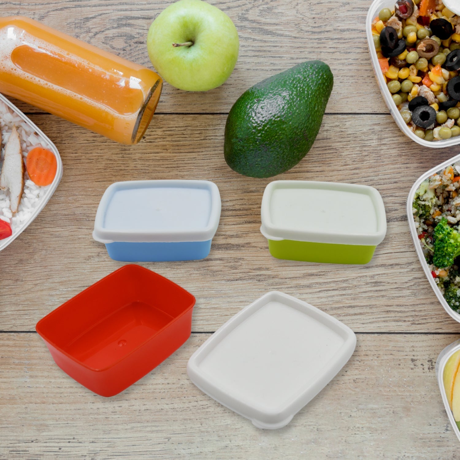 3-Piece Multicolor Airtight Container Set – Rectangular Food & Fridge Storage signaturekarts