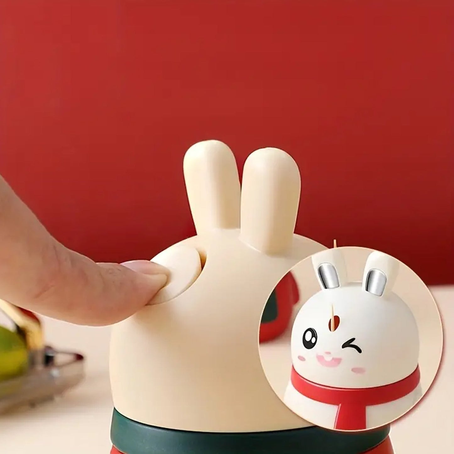 Rabbit Shape Toothpick Dispenser Pressing Small Size Accessory Durable Red | Home & Garden | Kitchen, Dining & Bar | Kitchen Storage & Organization | Racks & Holders Dining Room Table Decoration (1 Pc ) signaturekarts