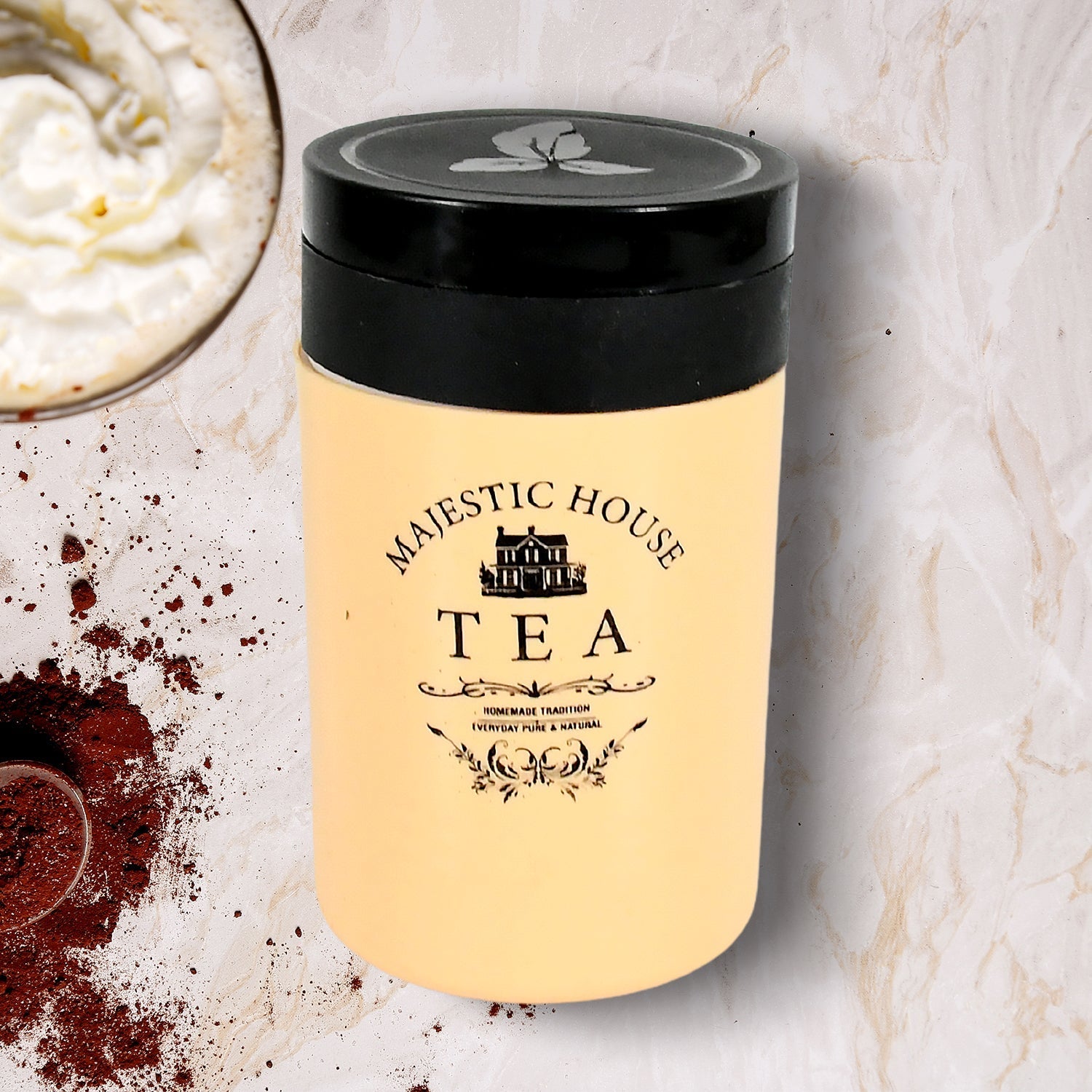 Accurate Seal Tea Sugar Coffee Container, Plastic Damru Shaped Tea, Coffee, Sugar Canisters Jar, New Airtight Food Seal Containers for Salt, Dry Fruit, Grocery 2 Section (800 ML Approx) signaturekarts