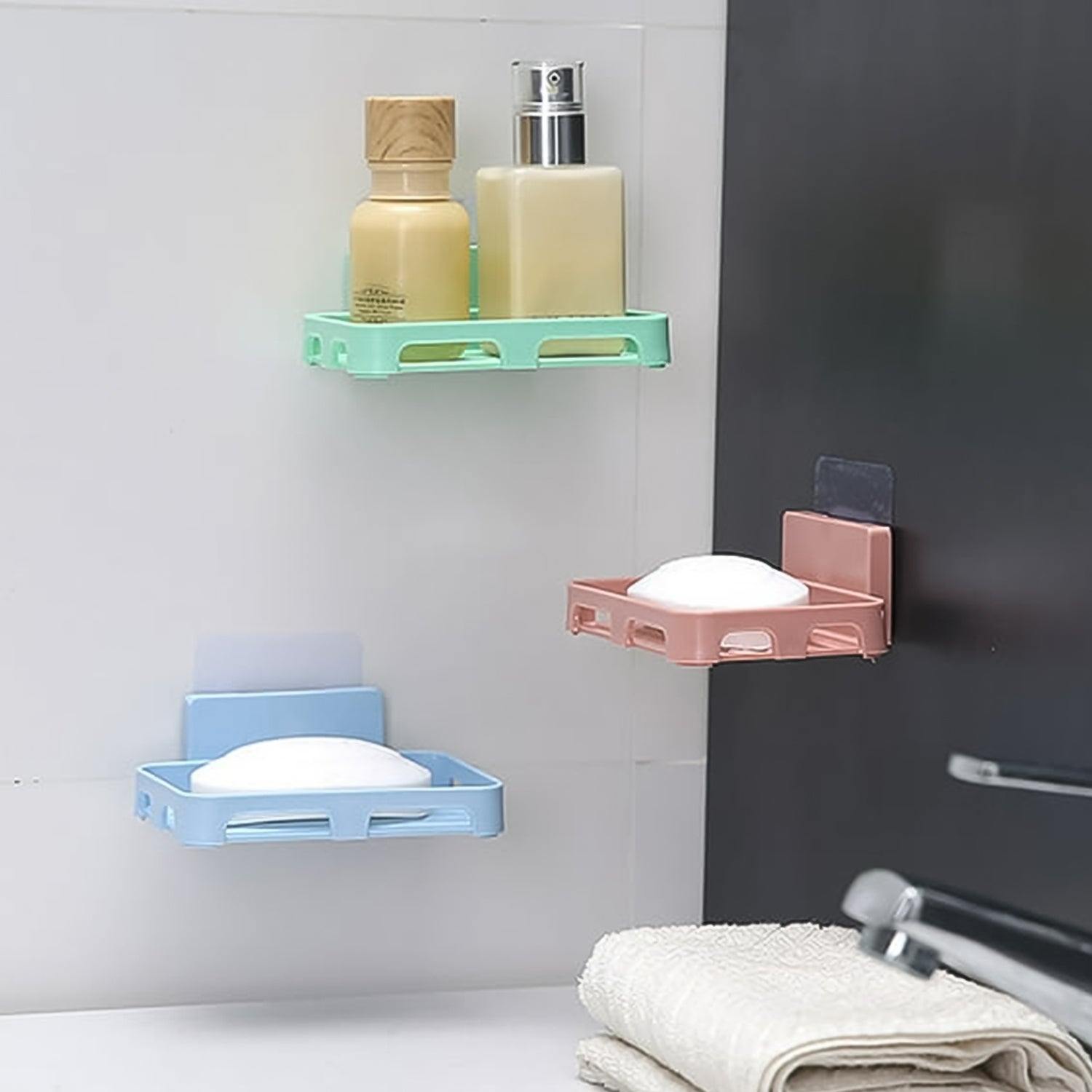 Bathroom & Kitchen Soap Holder: Self-Adhesive ,Sabudani (Plastic Box) signaturekarts