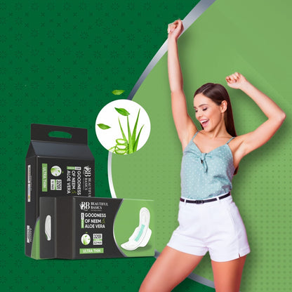 Ultra Thin Sanitary Pads with Neem & Aloe Vera (32 Pads) signaturekarts
