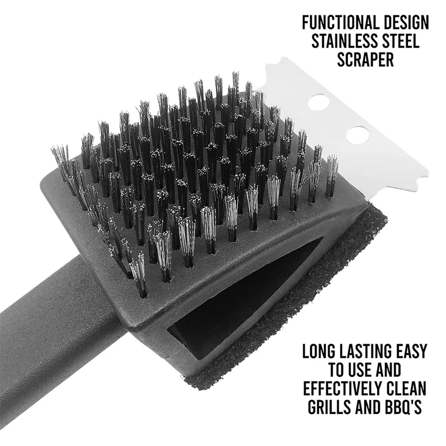 Black 2 Side Use Brush Scarp Cleaning Brush &  Wire Brush for Garage Use signaturekarts