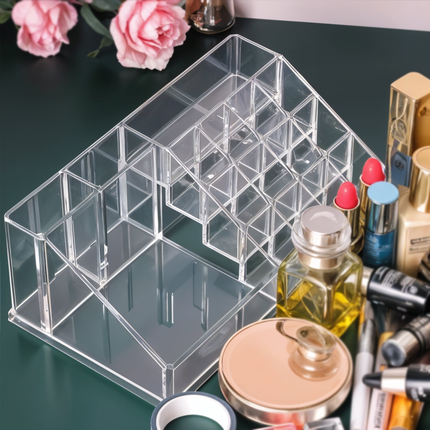 16 Compartment Cosmetic Makeup Jewellery Lipstick Storage Organiser Box Signature kart