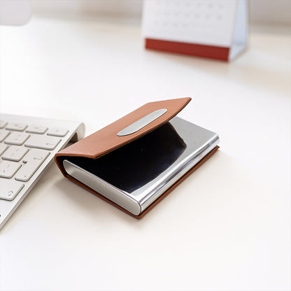 Leather & Stainless-Steel Business Card Holder (1 Pc) The Morsignaturekarts