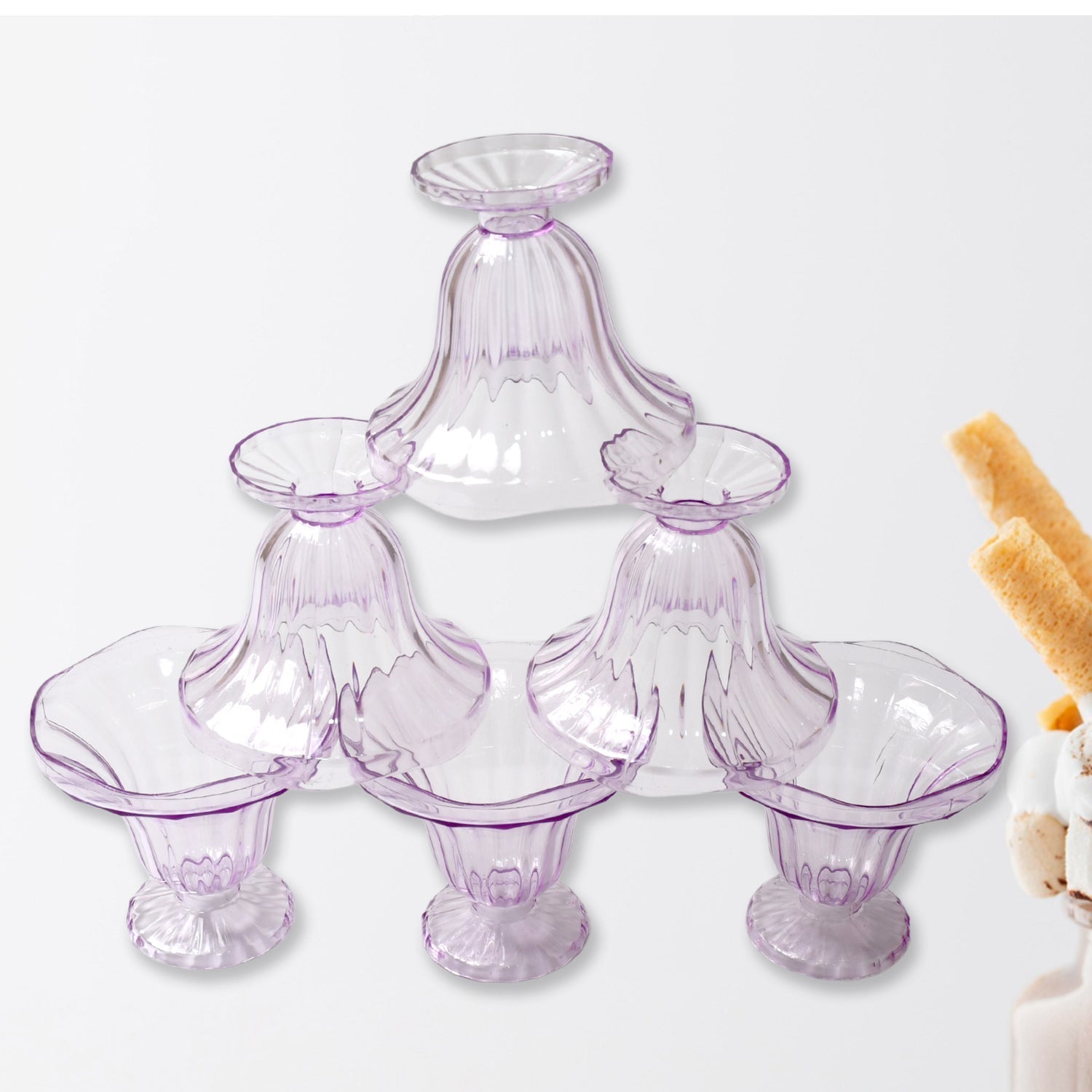 Crystal Plastic Ice-Cream Bowl Set – Serving Bowls (6 Pc) signaturekarts