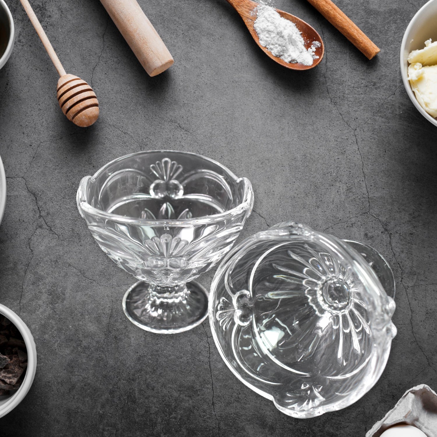 Glass Ice-Cream Cup Set, Home & Kitchen Serving or Dessert Cup (6 Pcs Set) Signaturekarts