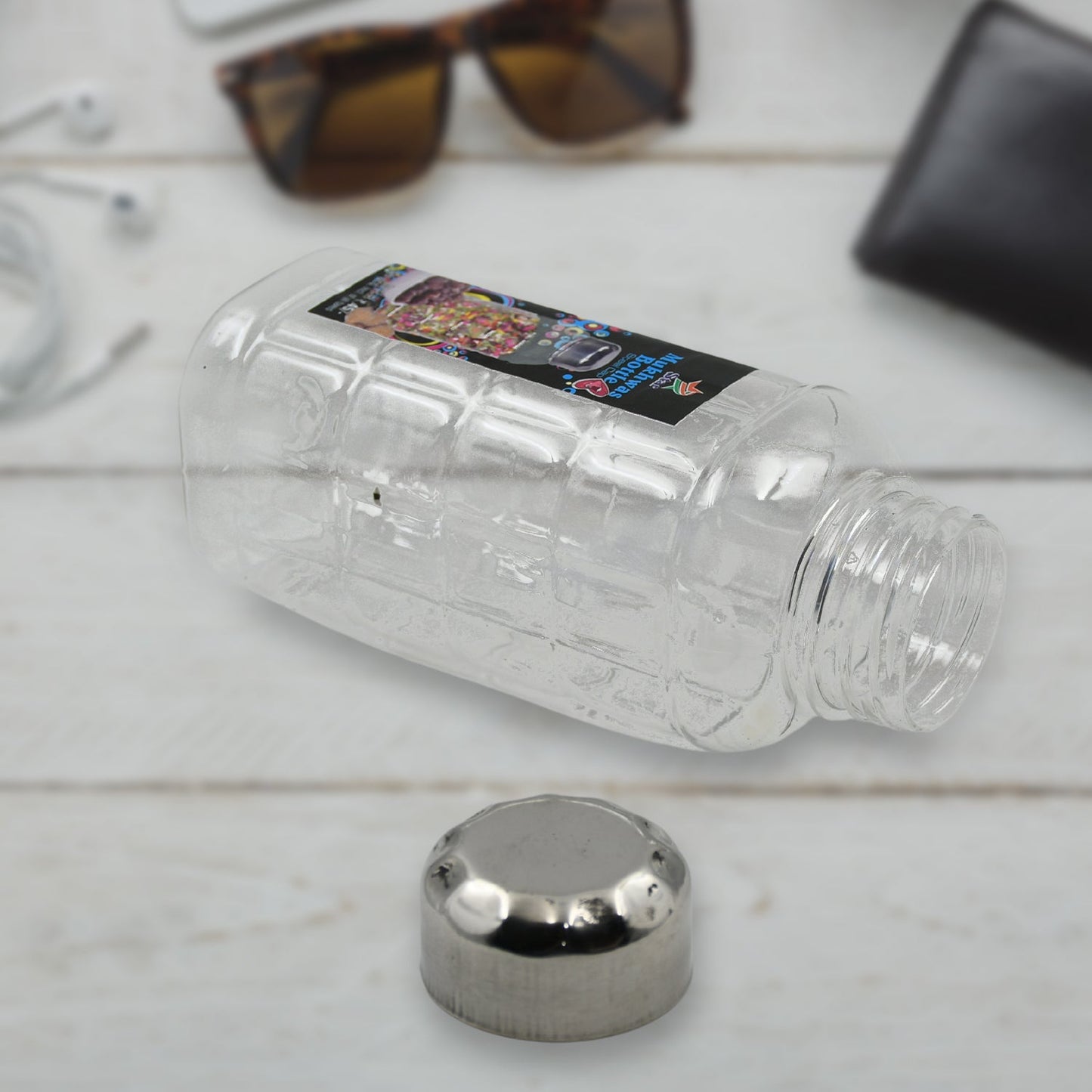 Plastic Transparent Mukhwas Bottle With Steel Cap Kitchen Storage Bottle (1 Pc) signaturekarts