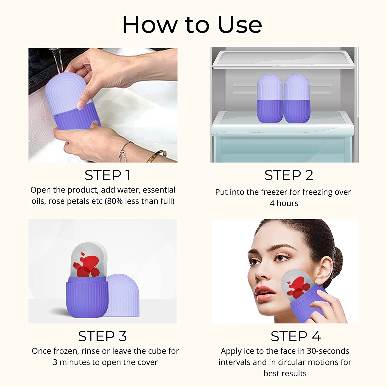 Beauty Ice Roller for Face & Eye Massage (Reusable, Purple / Without Box) signaturekarts