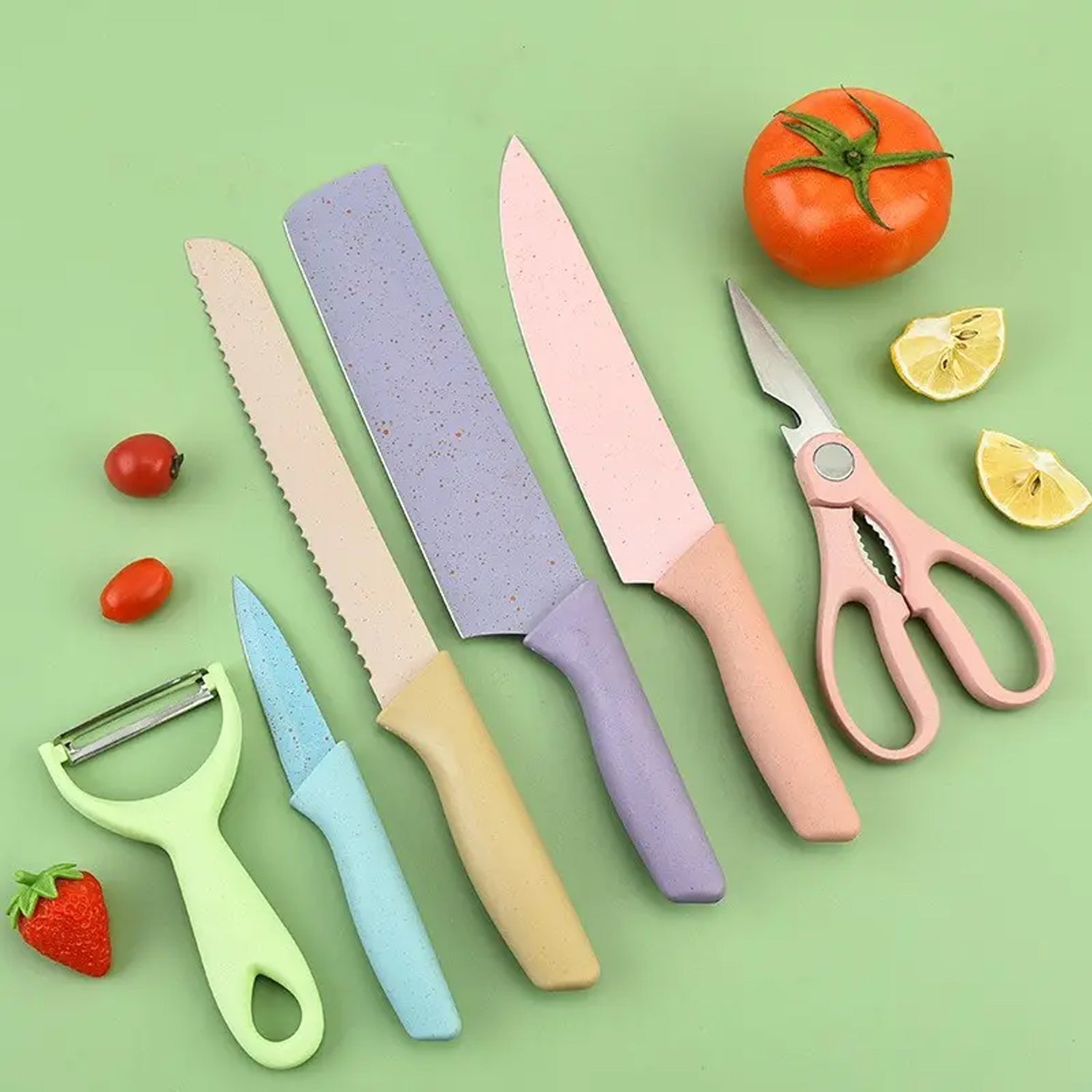 Corrugated 6 Pc Kitchen Knife Set – Professional Knives with Storage Box signaturekarts