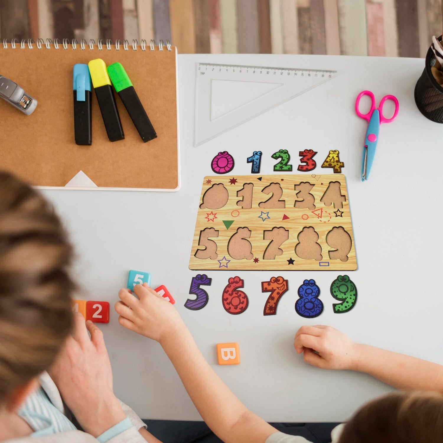 Wooden Number Puzzle Learning Educational Board (1 Set / 28×20 Cm) Signaturekarts