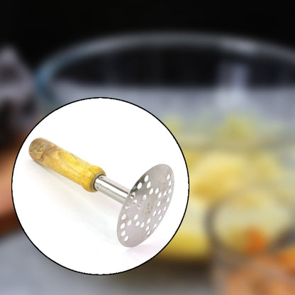 Stainless Steel Potato Masher, Pav Bhaji Masher with wooden handle Signature Kart